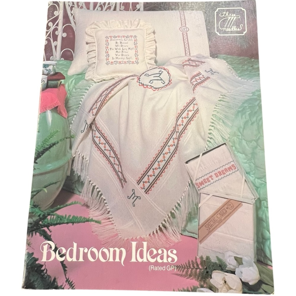 Three Needles Vintage 1981 Counted Cross Stitch Booklet BEDROOM IDEAS